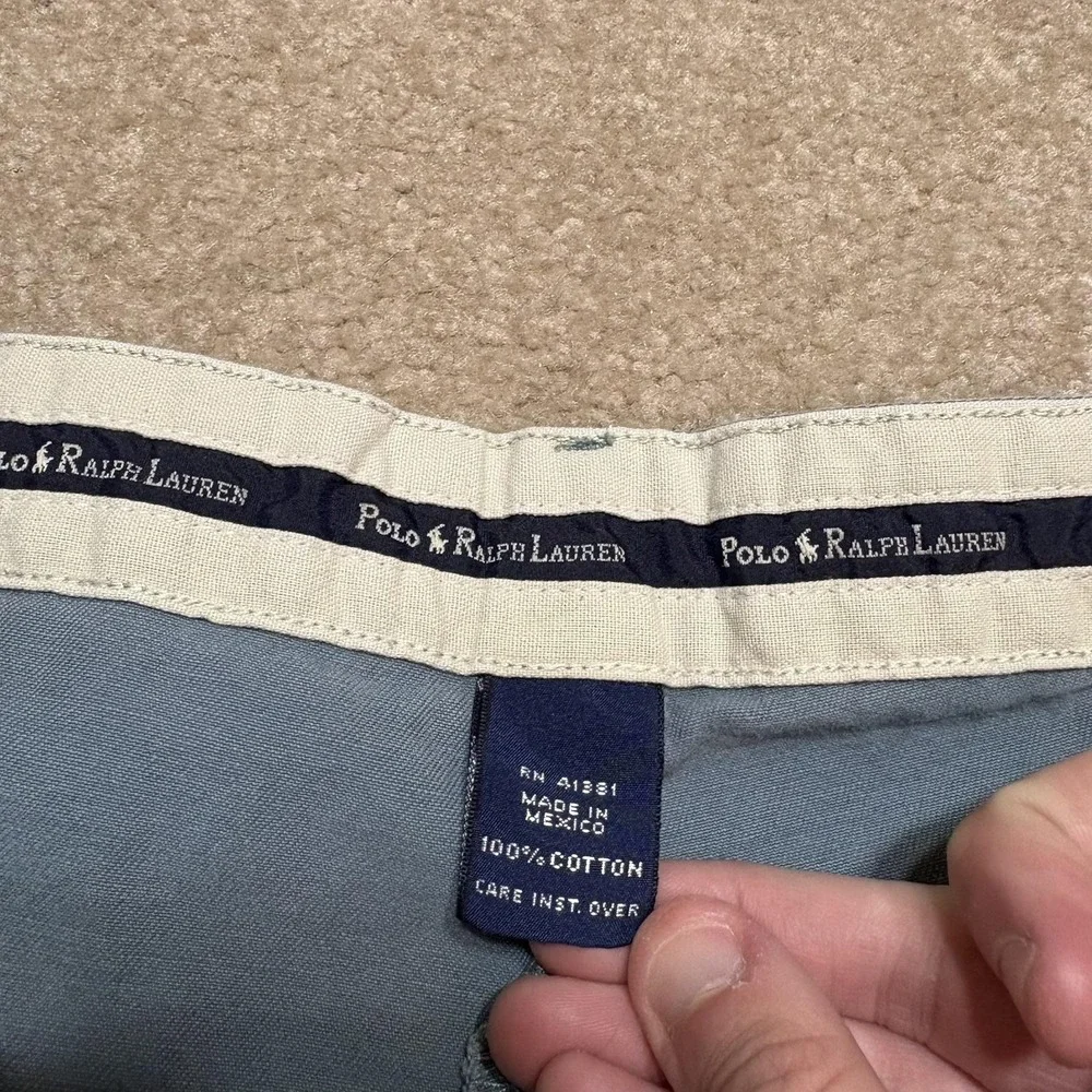 Vtg Polo Ralph Lauren Shorts Mens 40 Blue Pleated Chino Canvas Relaxed Fit 90s